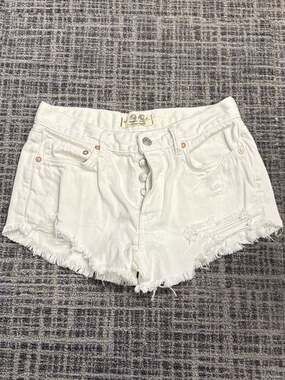 Free People We The Free Cut Off White Denim Shorts Size 25